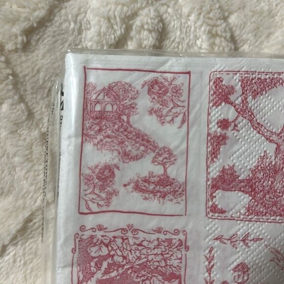 Punch Studio 32 x 2pk Guest Paper Towel Napkins White Pink English Toile Print - Picture 8 of 11